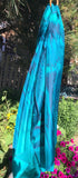 Emerald and marine cast silk sarong - Soierie Huo