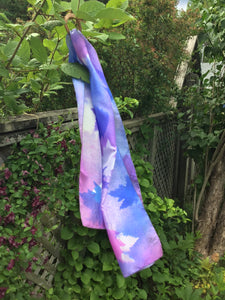Purple maple silk scarf - Soierie Huo