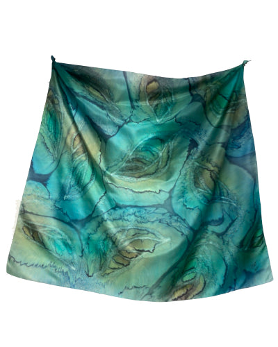 Square silk scarf Sea mist - Soierie Huo
