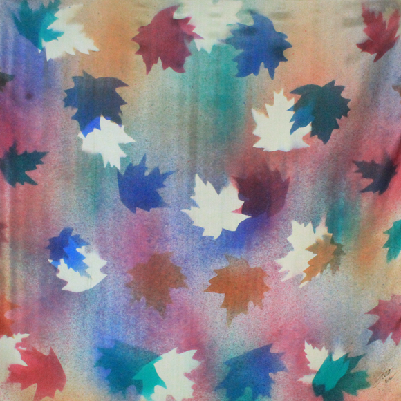 Bright multicolored maple silk square scarf - Soierie Huo