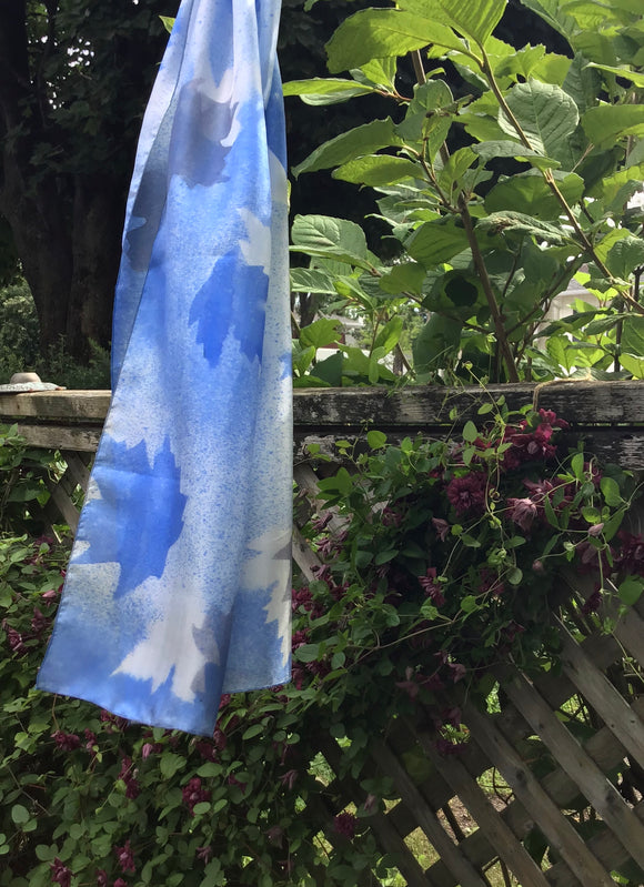Ultramarine maple silk scarf - Soierie Huo