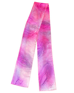 Silk scarf with vibrant pink foliage - Soierie Huo