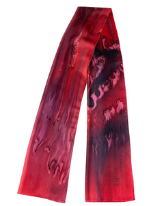 Red and black wave silk scarf - Soierie Huo