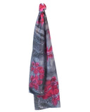 Silk scarf Charcoal pomegranate blossom - Soierie Huo