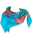 Square silk scarf Fleuri ara - Soierie Huo