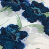 White silk square scarf with sea flowers - Soierie Huo