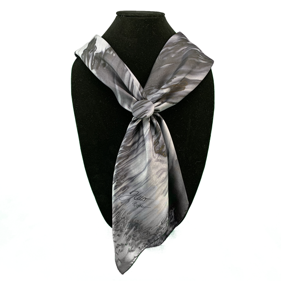 Silk square and clip set in grey - Soierie Huo