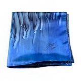 Black and ultramarine cast silk square scarf - Soierie Huo
