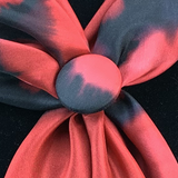 Black silk square scarf with red flowers - Soierie Huo