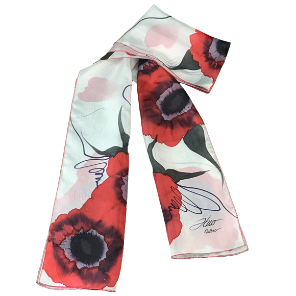 Poppy silk scarf - Soierie Huo