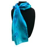 Emerald and marine cast silk scarf - Soierie Huo