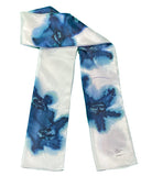 White silk scarf with sea flowers - Soierie Huo