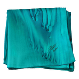 Square silk emerald and marine silk scarf - Soierie Huo