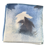 Square silk scarf in navy maple and black silk - Soierie Huo