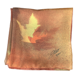Red and orange maple square silk scarf - Soierie Huo