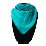 Square silk emerald and marine silk scarf - Soierie Huo